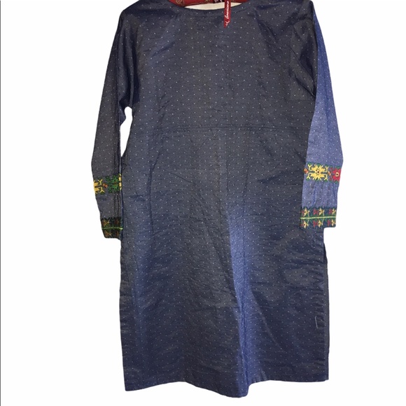 Vintage Pakistan Blue MIDI Dress - Picture 2 of 7